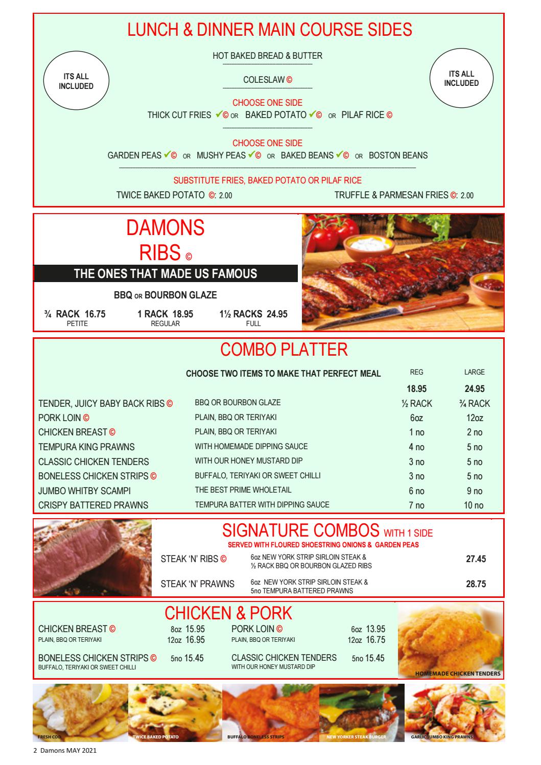 Damons Dinner Menu by PaulStafford Issuu