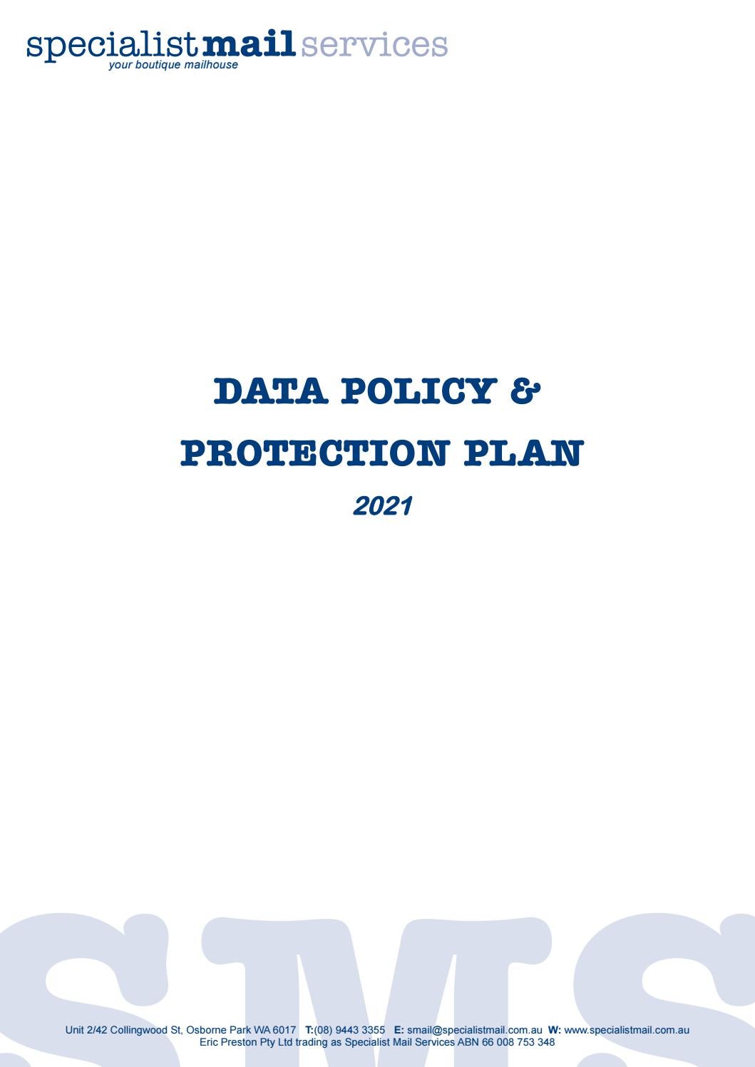 Data Policy & Protection Plan 2021 by Eric Preston Pty Ltd - Issuu