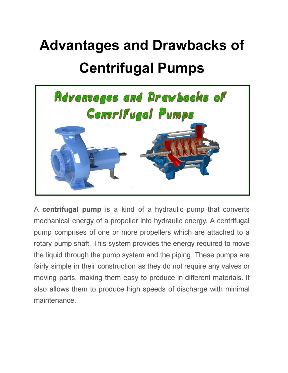 Advantages and Drawbacks of Centrifugal Pumps by Flowmore Pumps Issuu