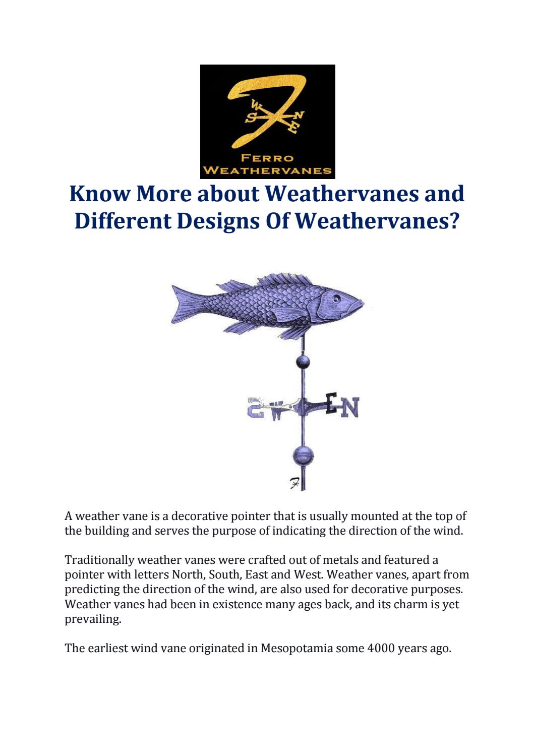 Know More about Weathervanes and Different Designs Of Weathervanes by
