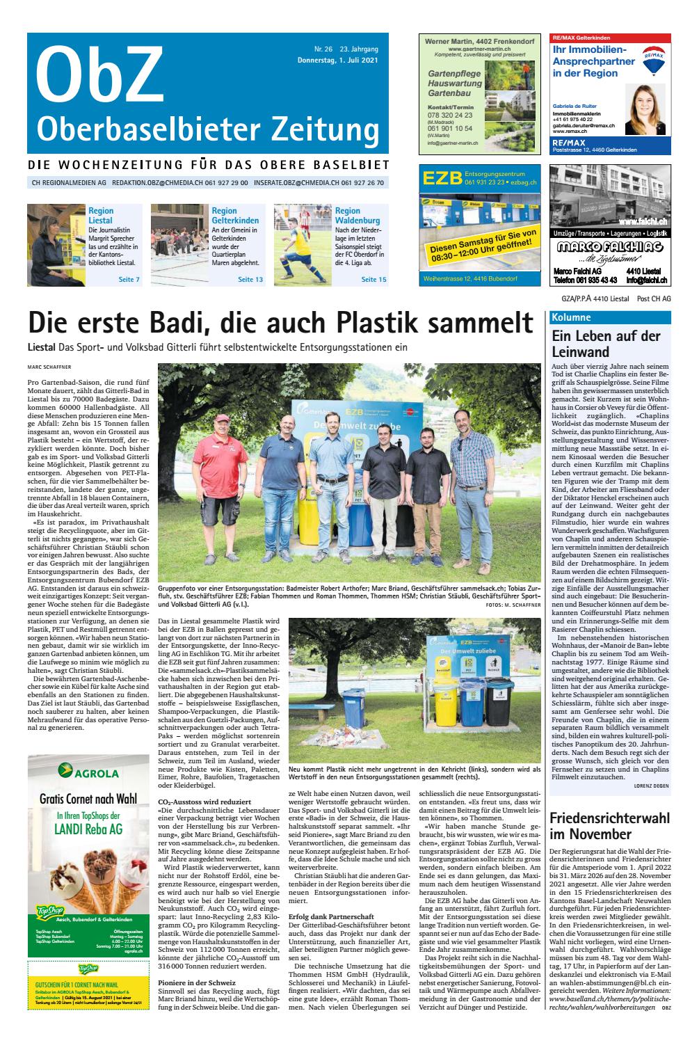 Oberbaselbieter Zeitung vom 1. Juli 2021 by AZ-Anzeiger - Issuu