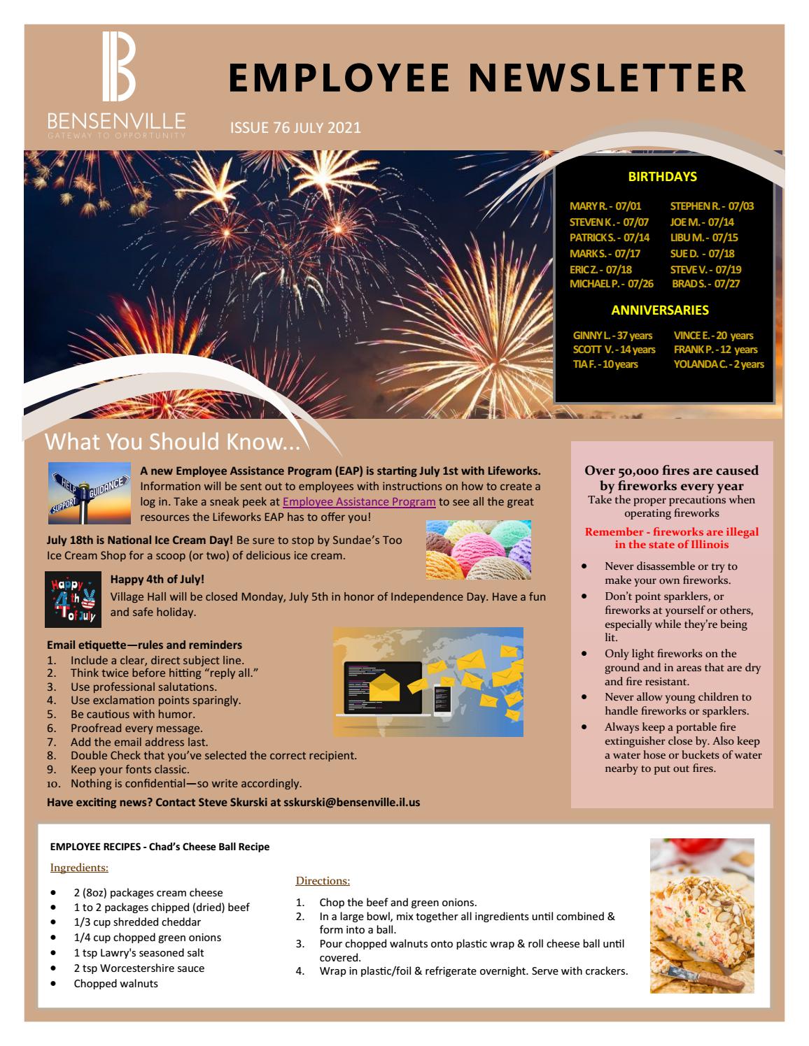 Employee Newsletter by Village of Bensenville Issuu