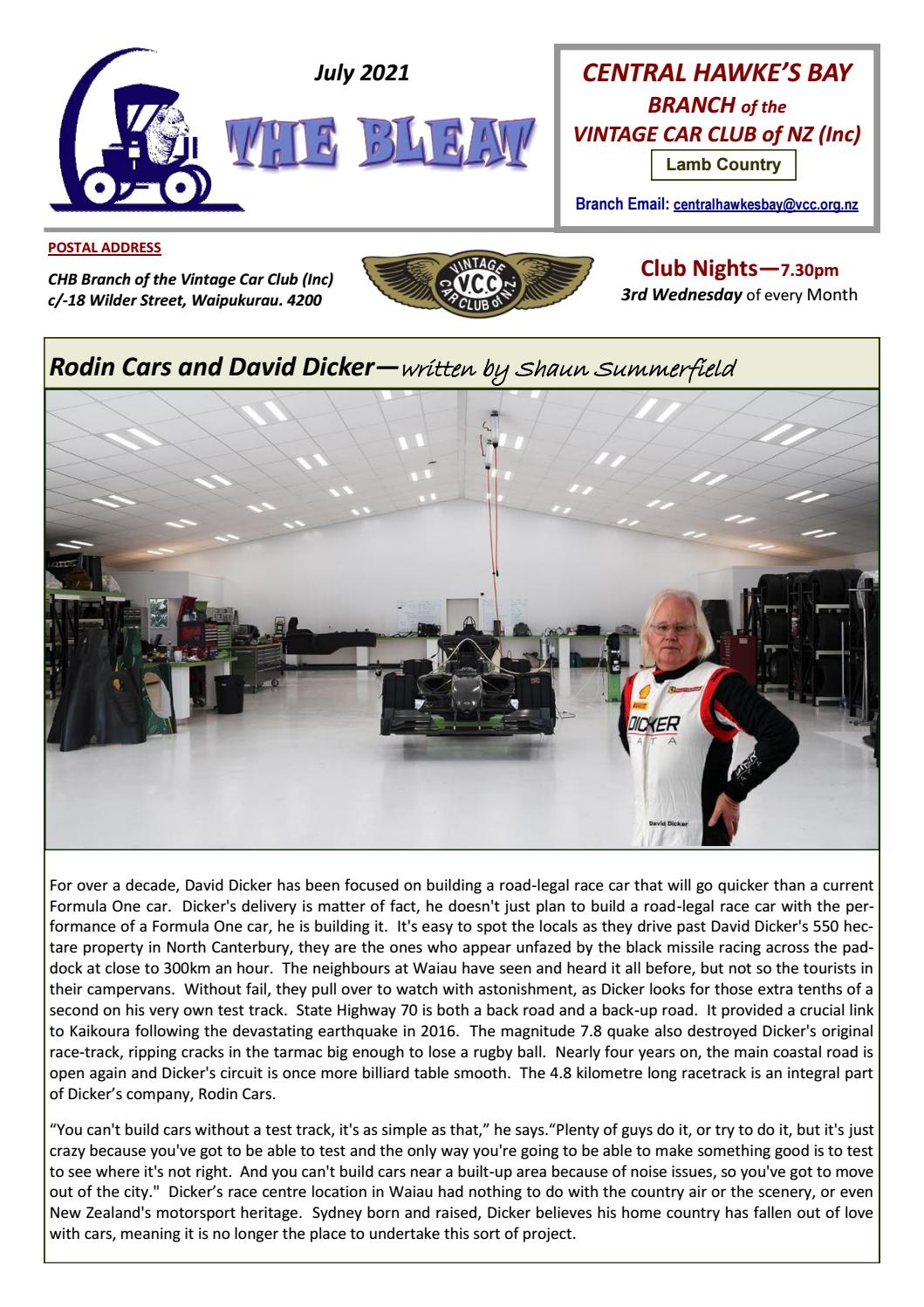 Central Hawkes Bay VCC July 2021 by Vintage Car Club of New Zealand