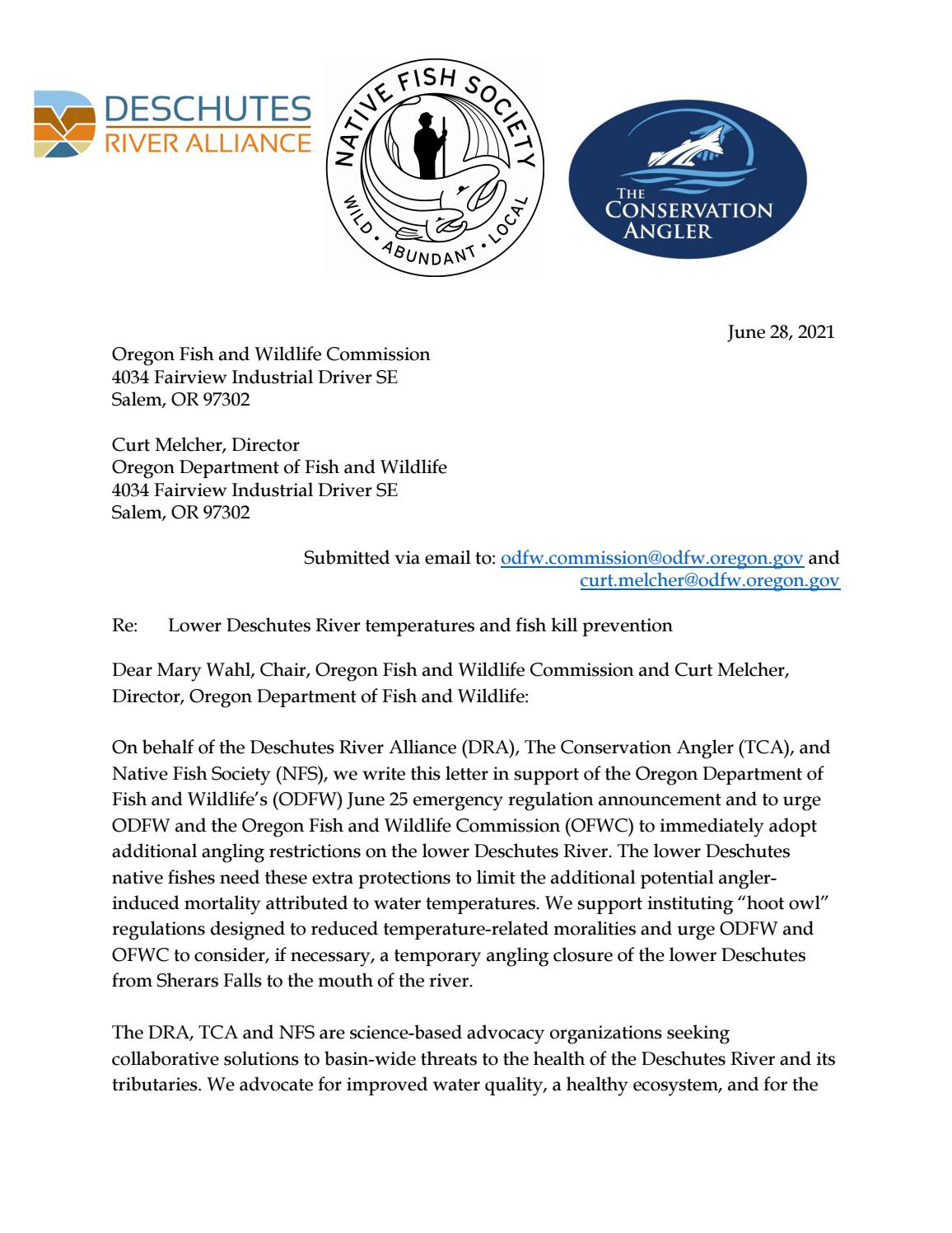 LDR Regulation Letter June 28, 2021 by The Conservation Angler Issuu