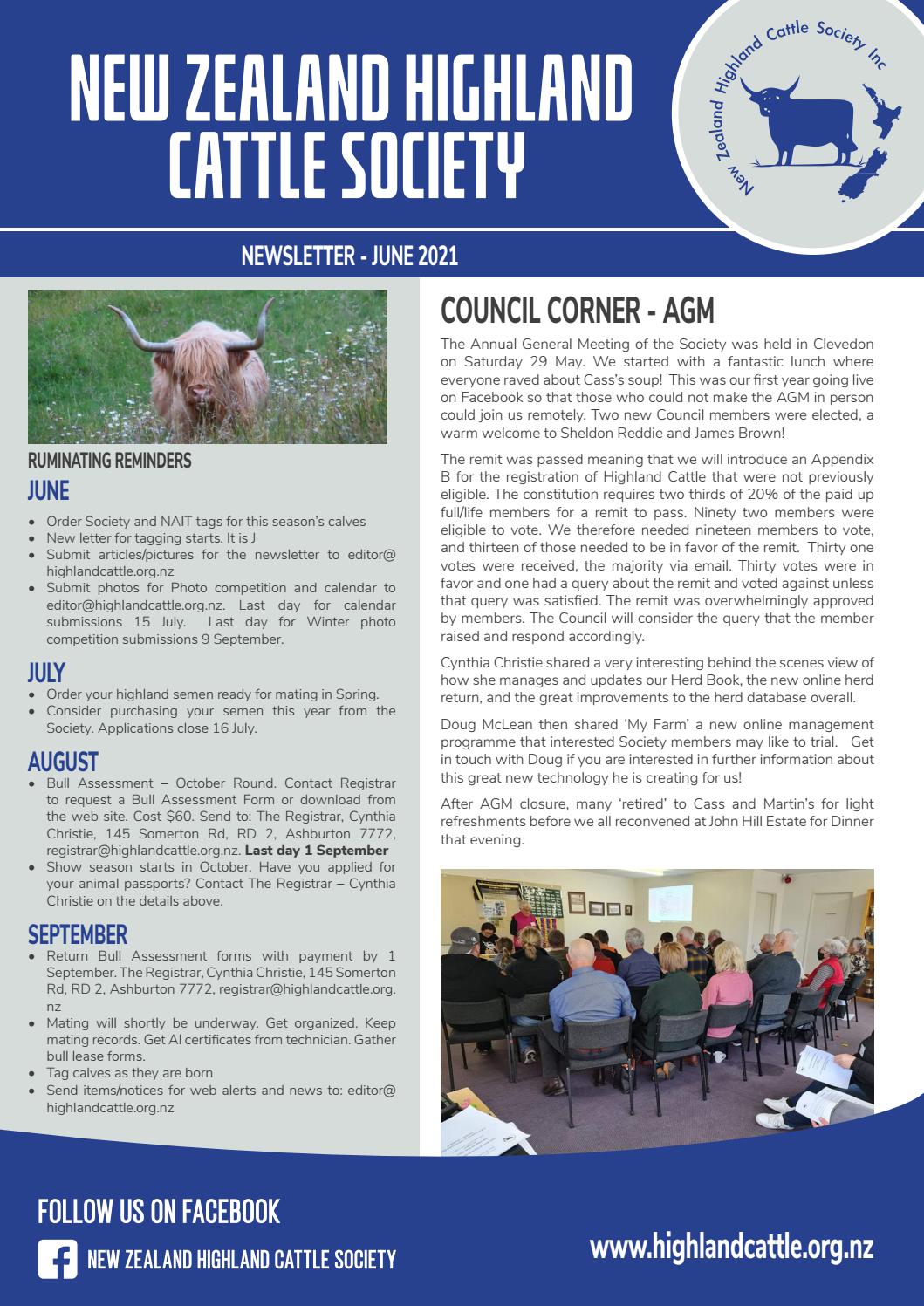 June 2021 NZHCS Newsletter by New Zealand Highland Cattle Society Issuu