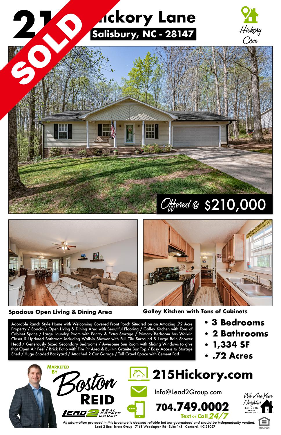 SOLD 215 Hickory Lane, Salisbury, NC 28147 by Boston Reid Boston