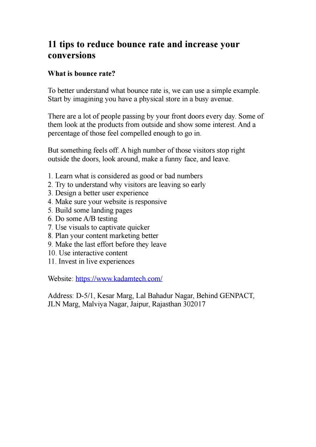 Tips to reduce bounce rate and increase your conversions by KadamTech ...