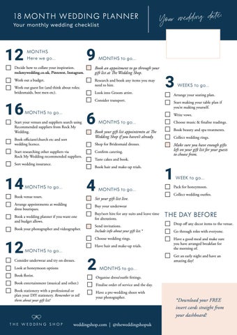18 Months To Go Wedding Checklist By The Wedding Shop Issuu