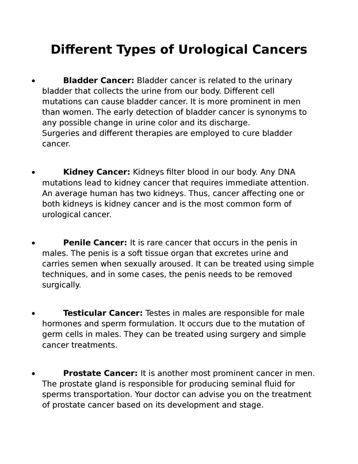 Different Types of Urological Cancers by Urocare Jaipur - Issuu