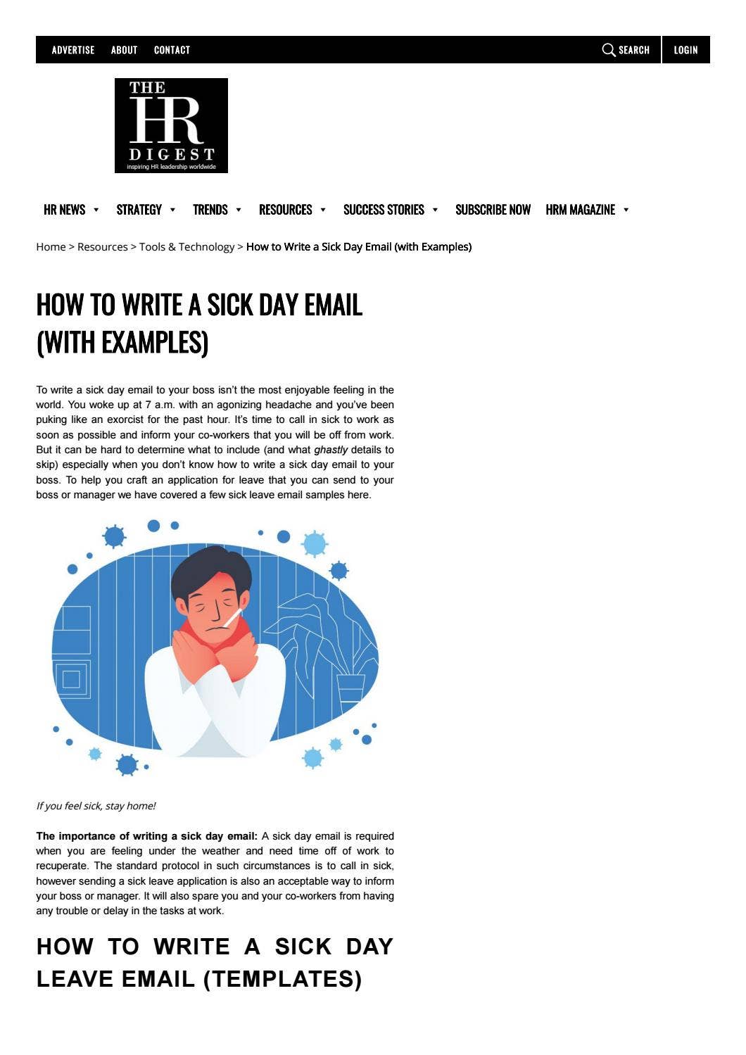 Sick Email Examples Drafting an email for sick day (With Examples) by Ethan Hest - Issuu