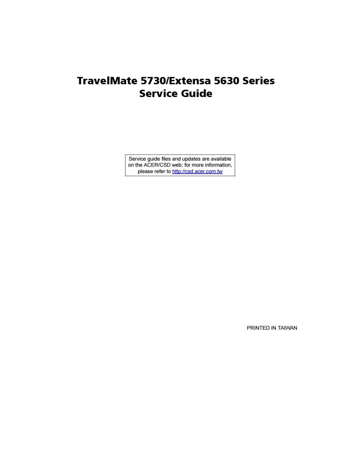 Travelmate 5730 Extensa 5630 Series Laptop Service Guide Manual Pdf Download By Heydownloads Issuu