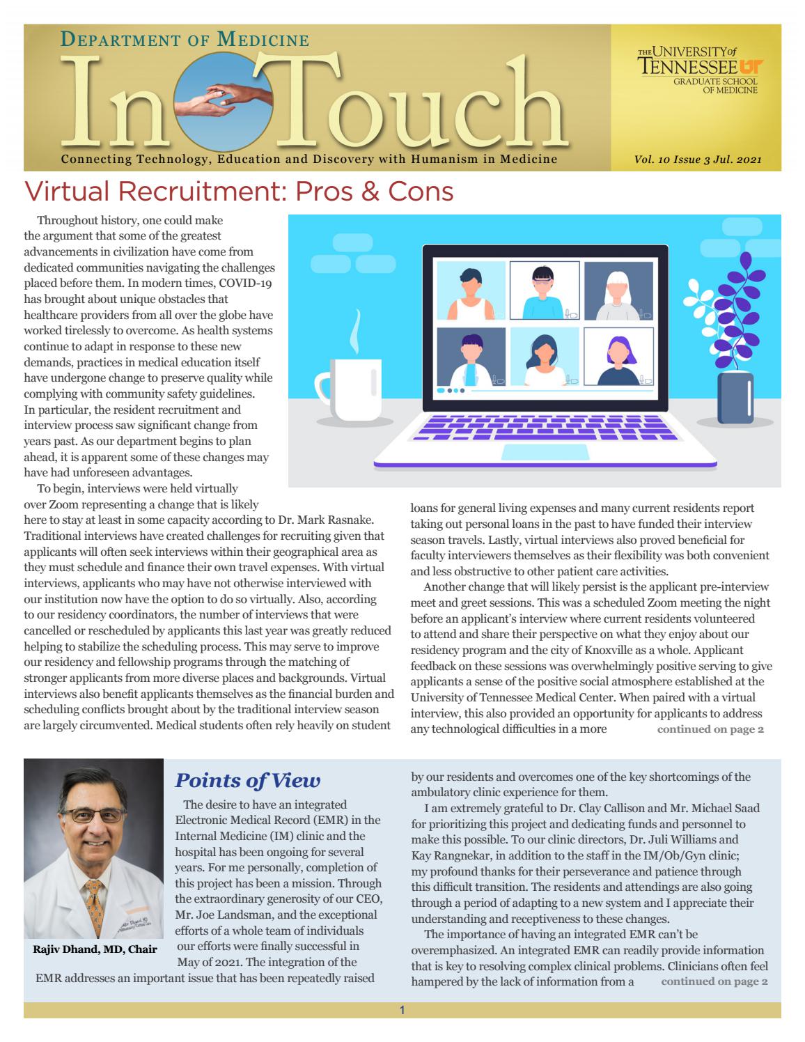 InTouch Newsletter - July 2021 by Univ. of TN Graduate School of Medicine -  Issuu
