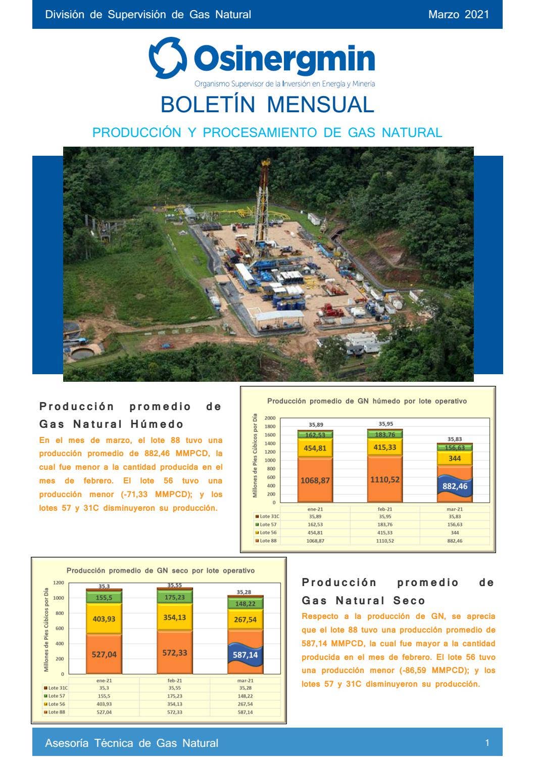 Boletín Mensual de Gas Natural Marzo 2021 by Osinergmin - Issuu