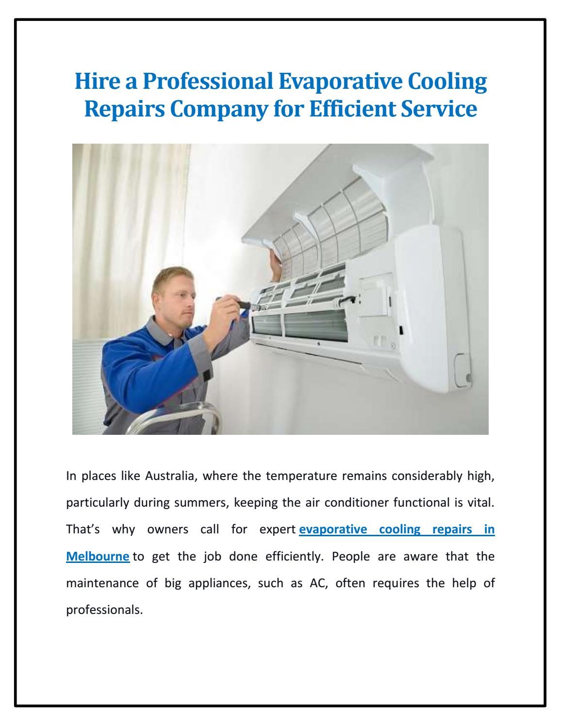 Hire a Professional Evaporative Cooling Repairs Company for Efficient