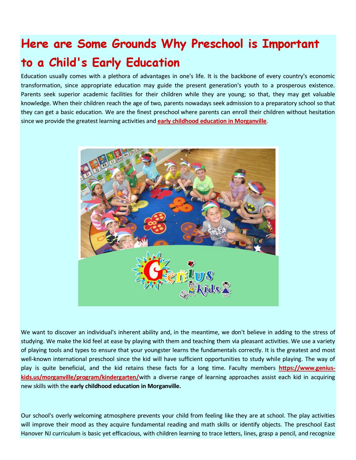 Here are Some Grounds Why Preschool is Important to a Child's Early Education by Genius Kids