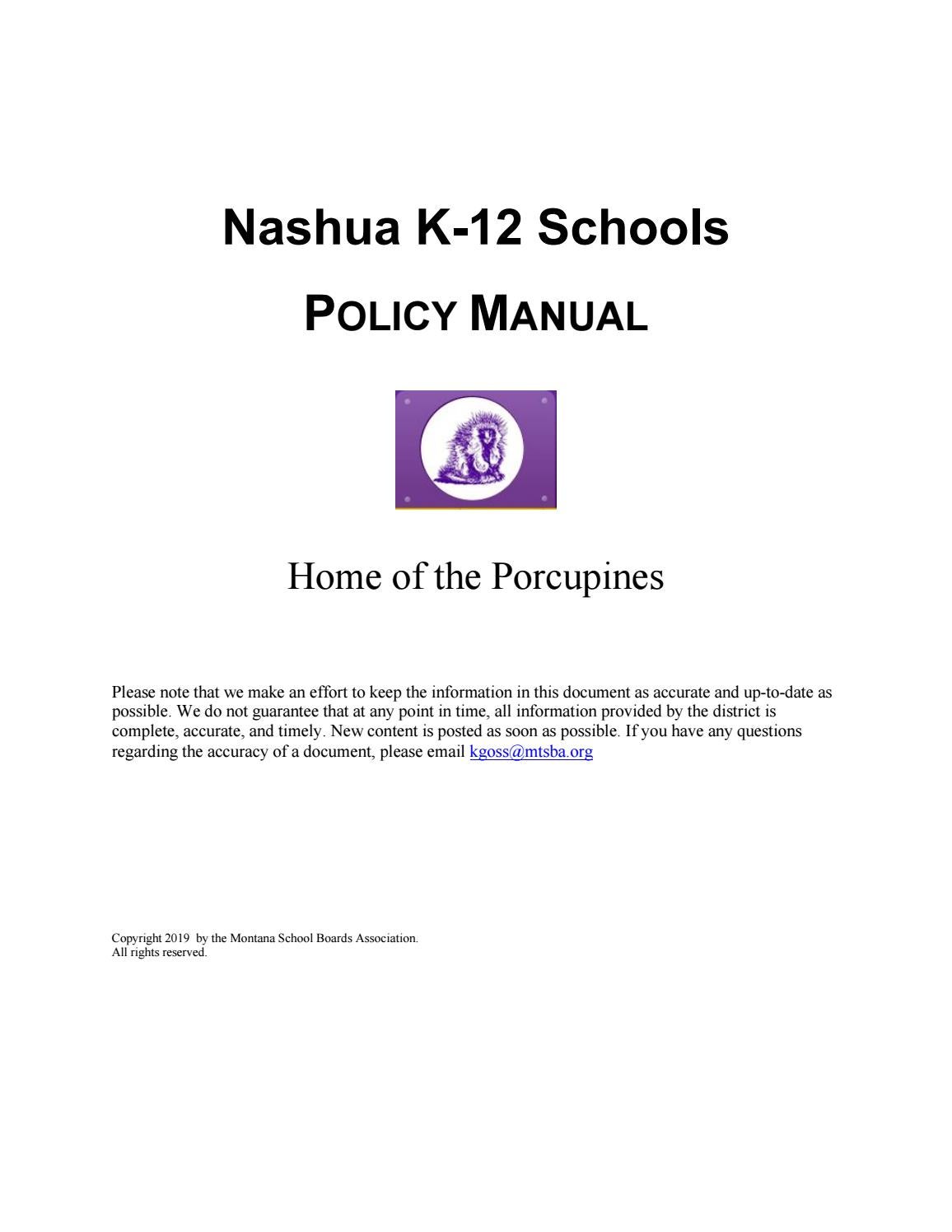 Nashua K 12 Schools Policy Manual By Montana School Boards Association Issuu