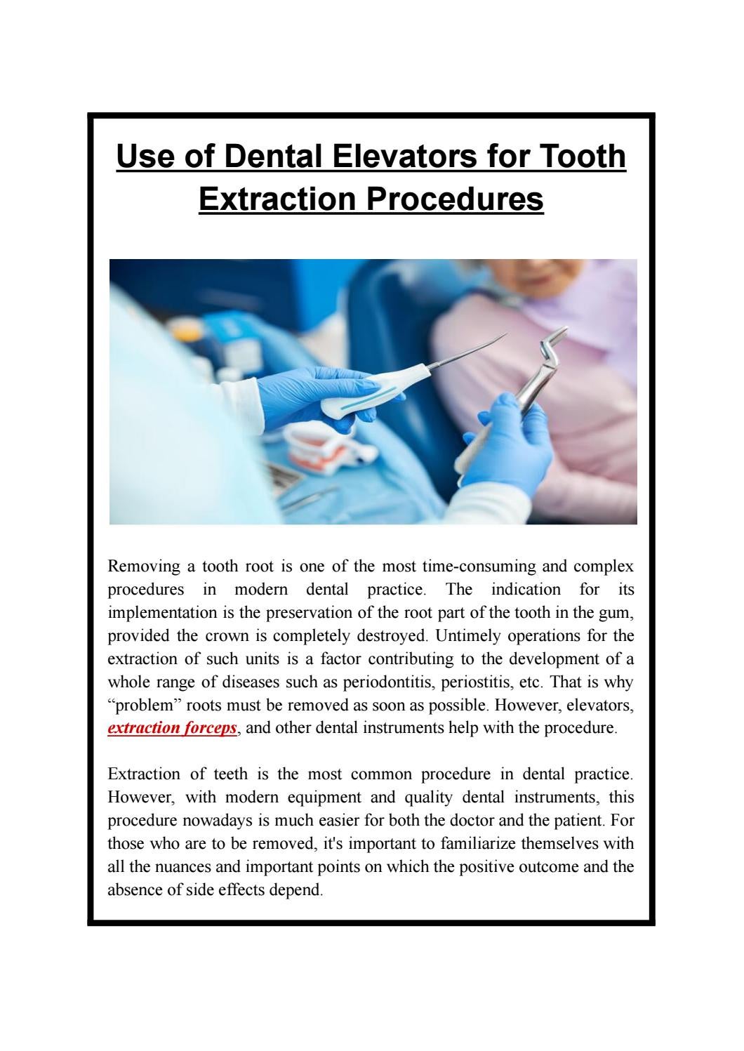 What is Use of Dental Elevators For Tooth Extraction Procedure by TBS