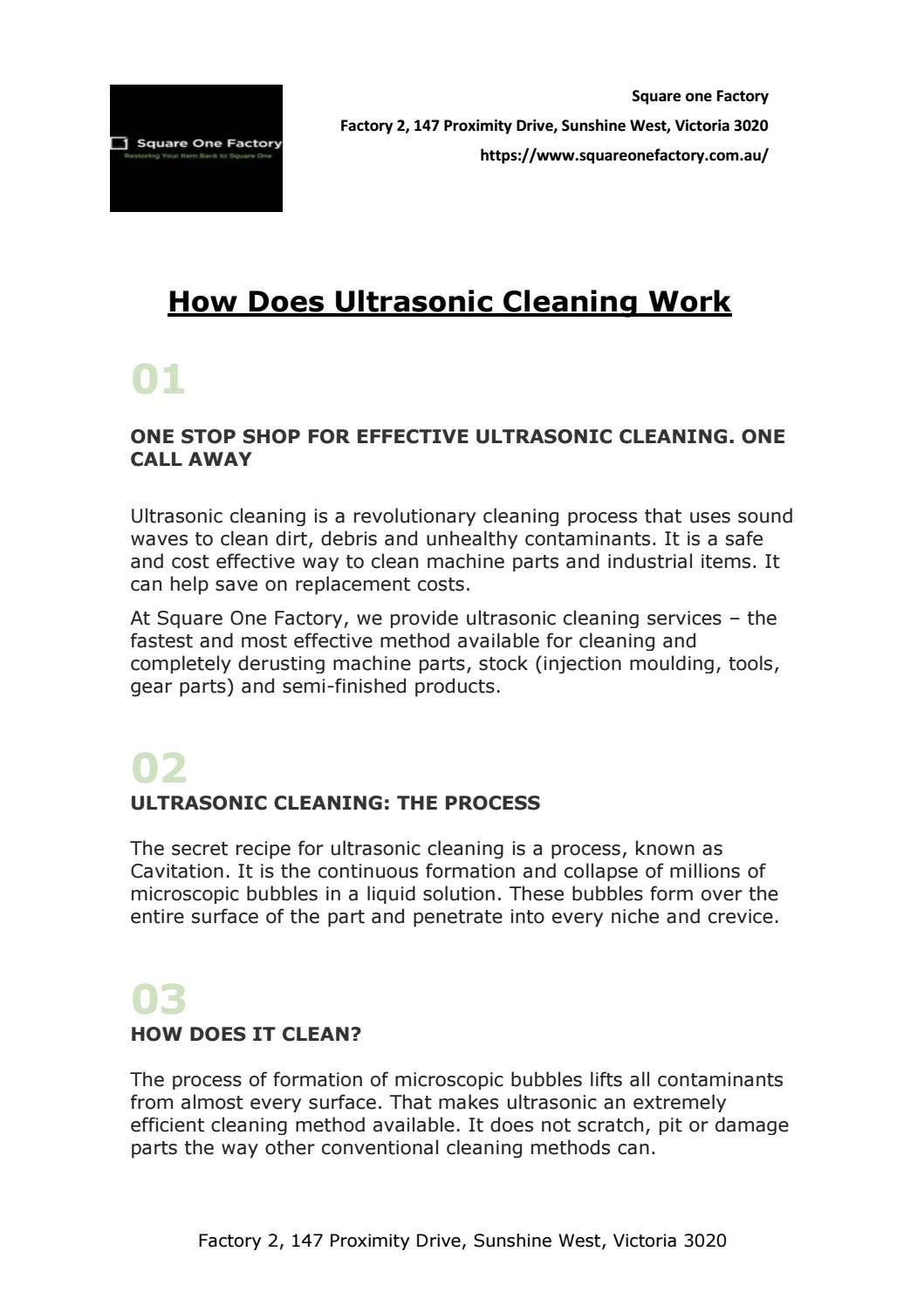 How Does Ultrasonic Cleaning Work by Square One Factory Issuu