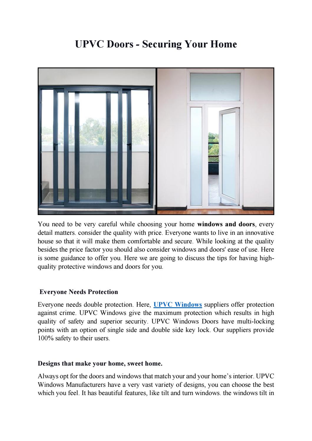 UPVC Doors Securing Your Home by upvcwindowmanufacturer Issuu