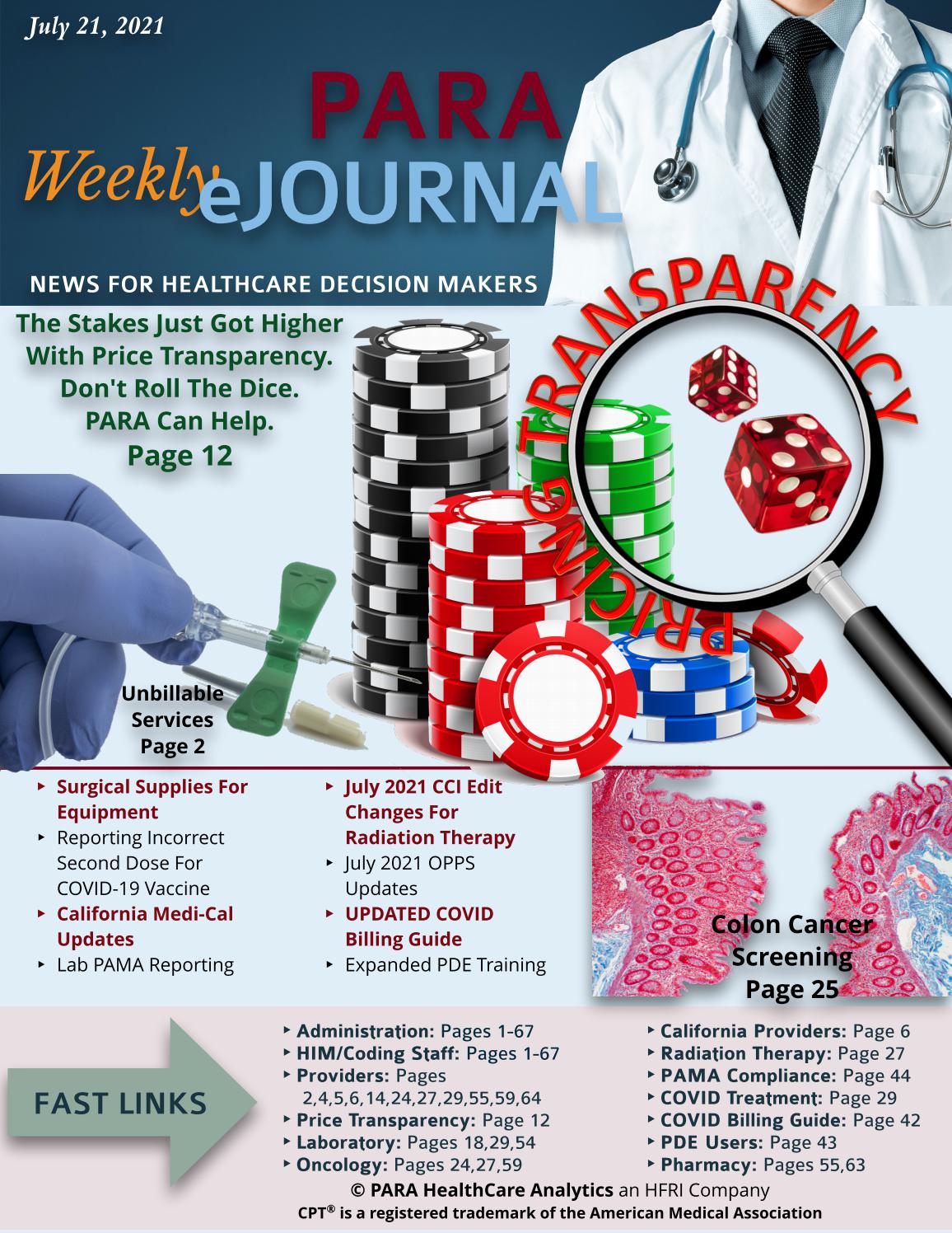 PARA HealthCare Analytics Weekly EJournal July 21 2021 By CorroHealth 