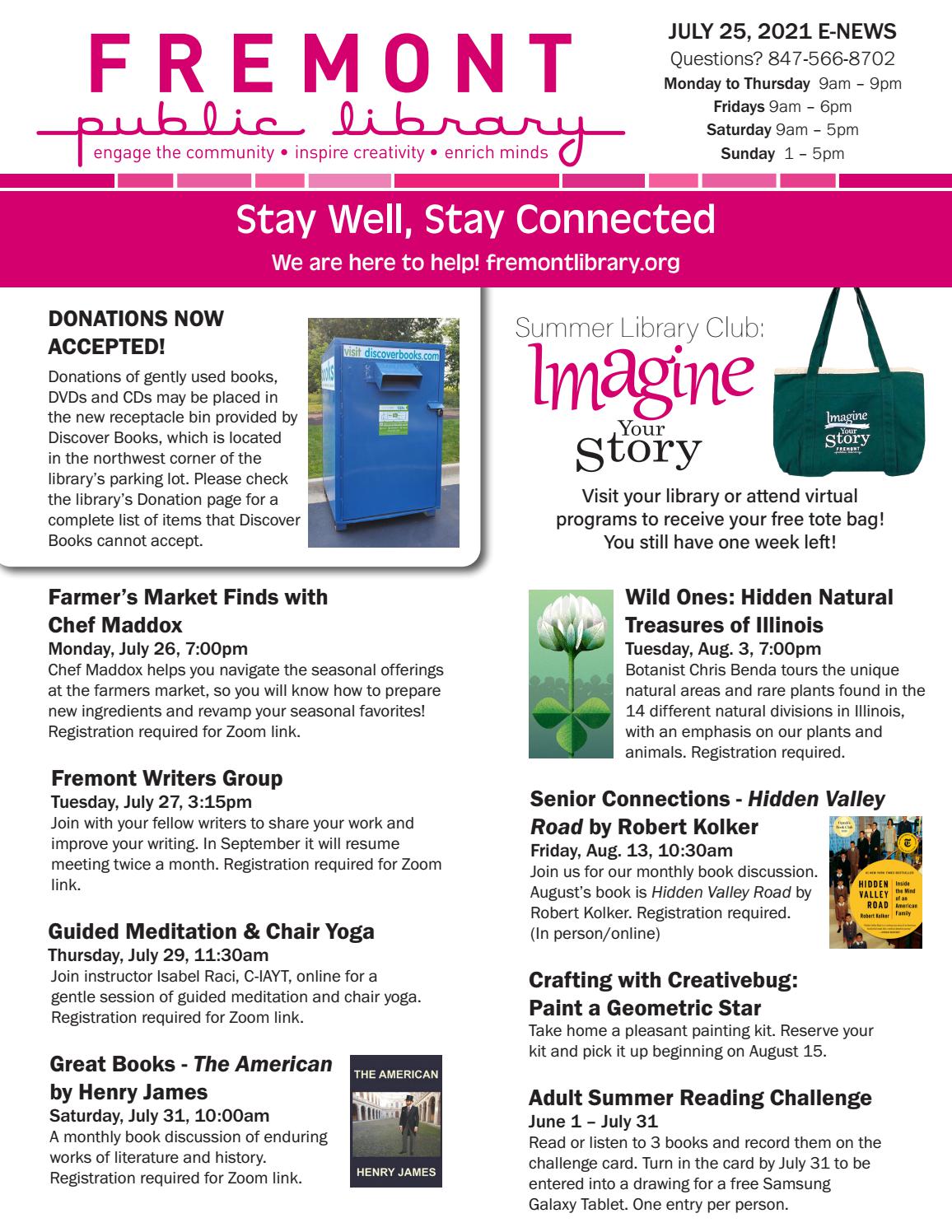 July 25, 2021 eNews by Fremont Public Library Issuu