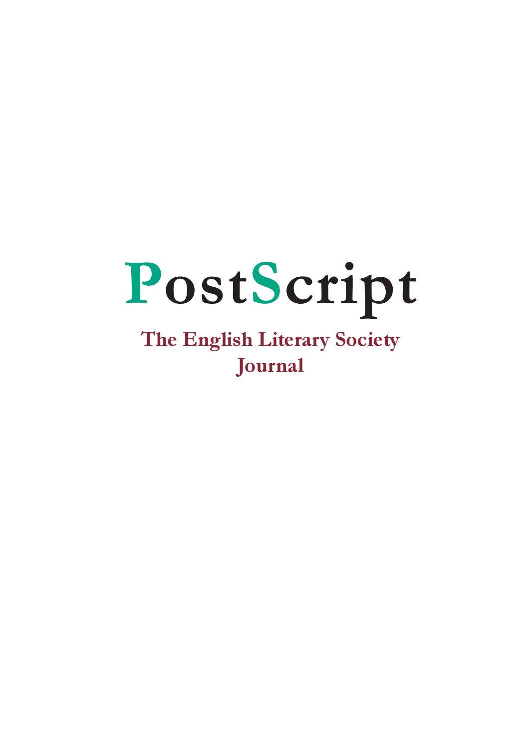 Article Postscripts PostScript Journal 2011 - 2012 by English Literary Society, St. Stephen ...