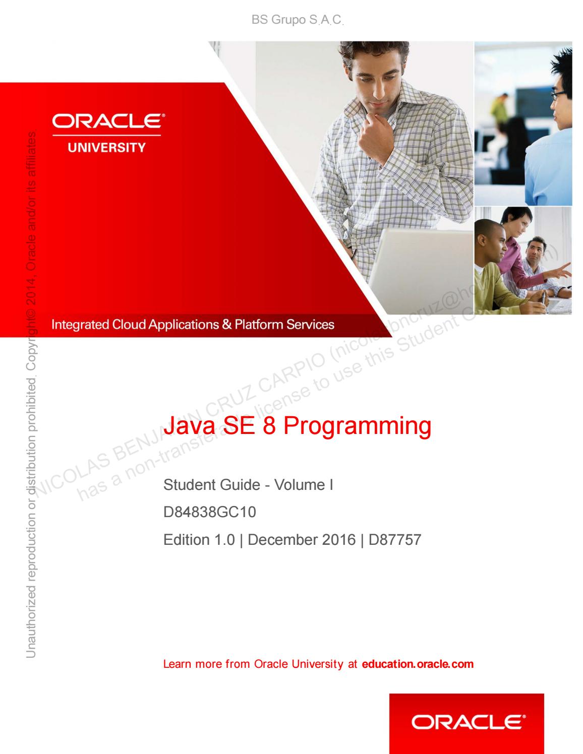 Student Guide Oracle Certified Associate Java SE 8 Programmer by ...