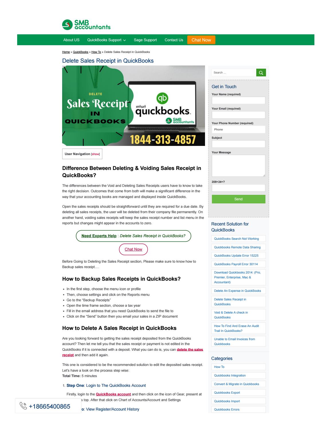 How to delete sales receipt in quickbooks by smb accountants issuu