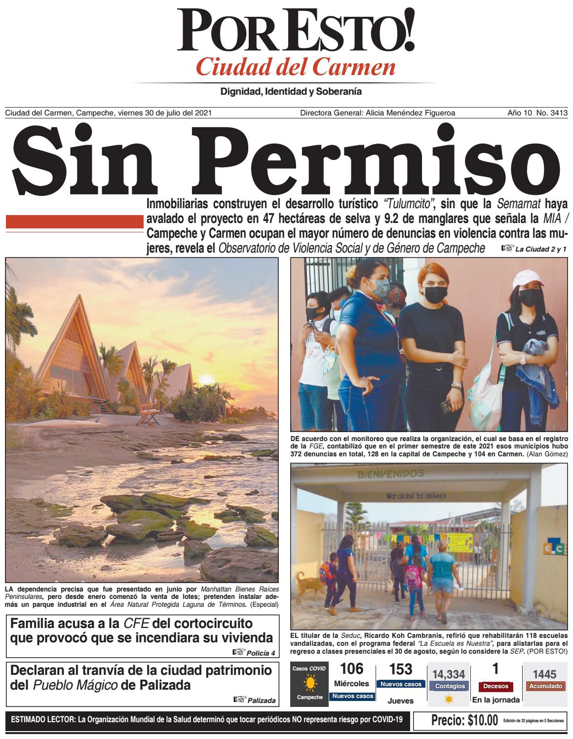 PORTADA PORESTO CD DEL CARMEN, VIERNES 30 DE JULIO DE 2021 by PorEsto