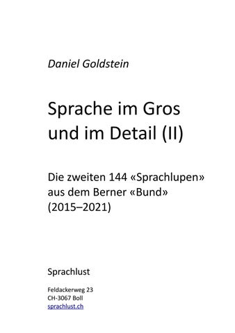 Sprache Im Gros Und Im Detail Ii By Daniel Goldstein Issuu