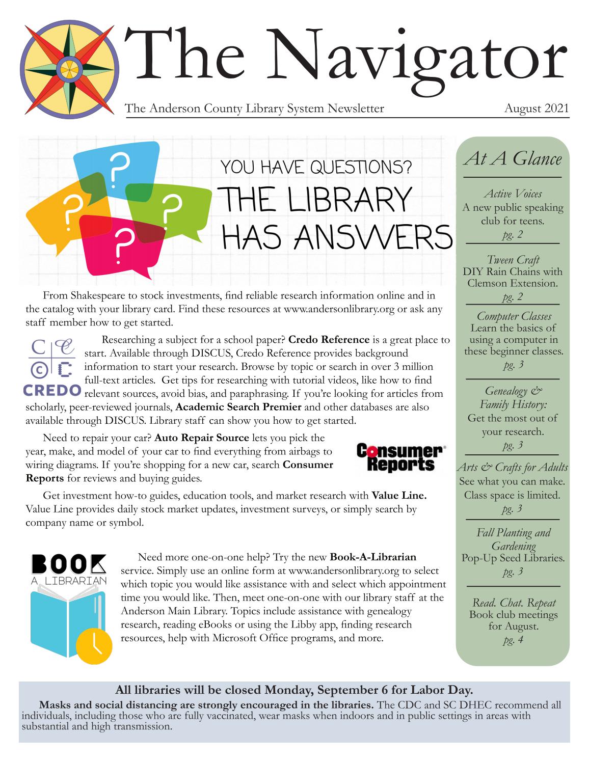 The Navigator August 2021 by Anderson County Library System Issuu