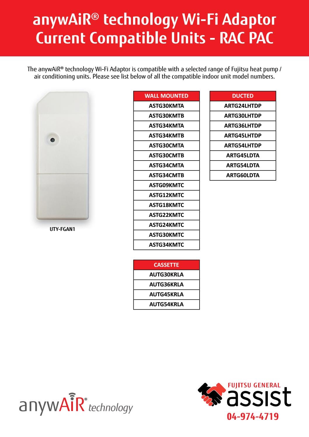 Fujitsu General NZ myanywair Compatible Units List - UTY-FGAN1 by FGANZ -  Issuu