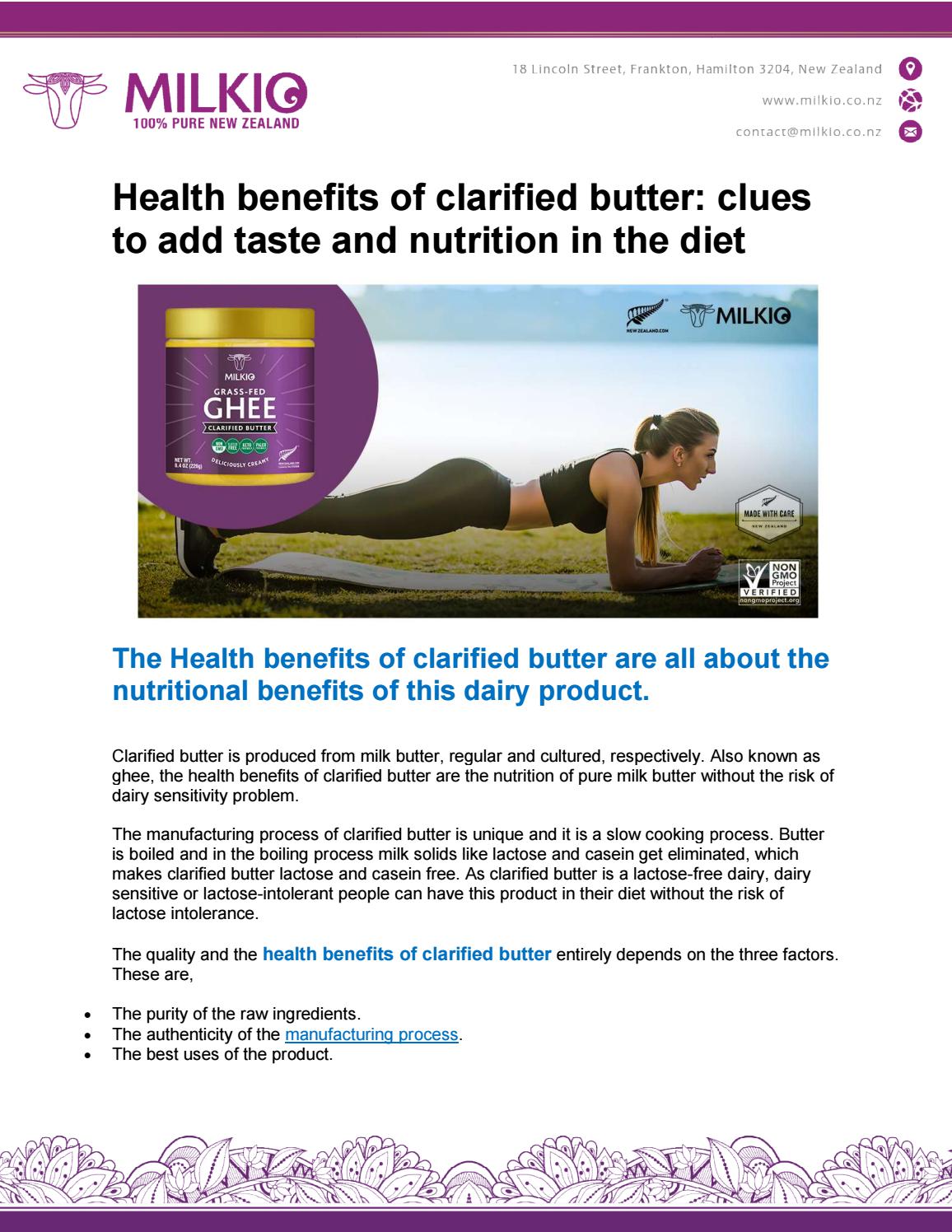 Health benefits of clarified butter by MILKIO Issuu