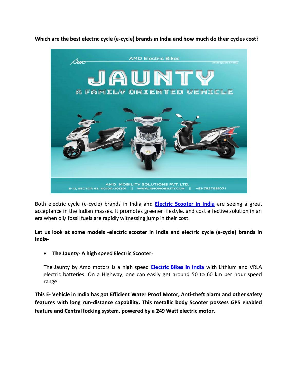 Electric Bikes in India by AMO singh Issuu