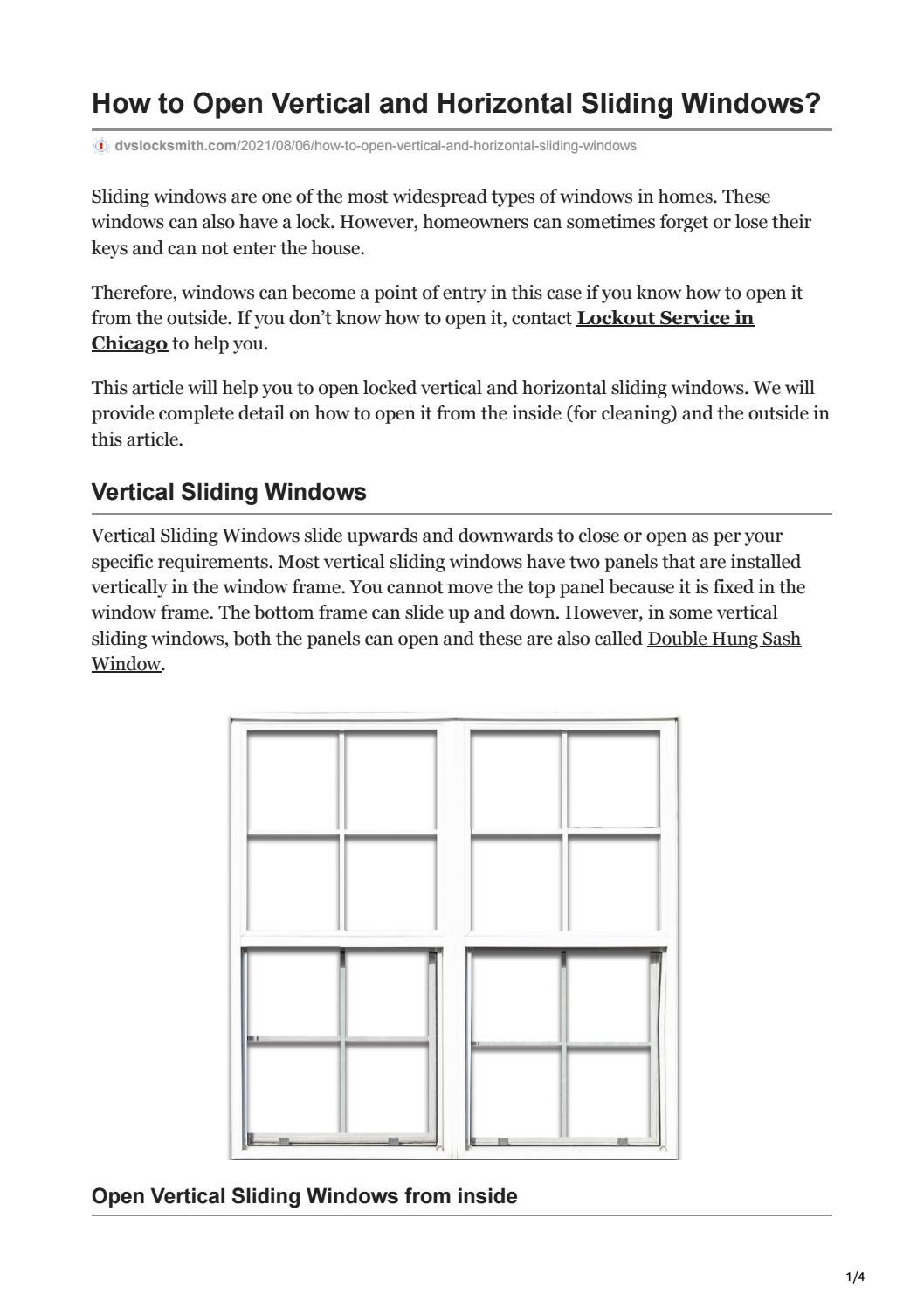 HOW TO OPEN VERTICAL AND HORIZONTAL SLIDING WINDOWS? by DVS Locksmith ...