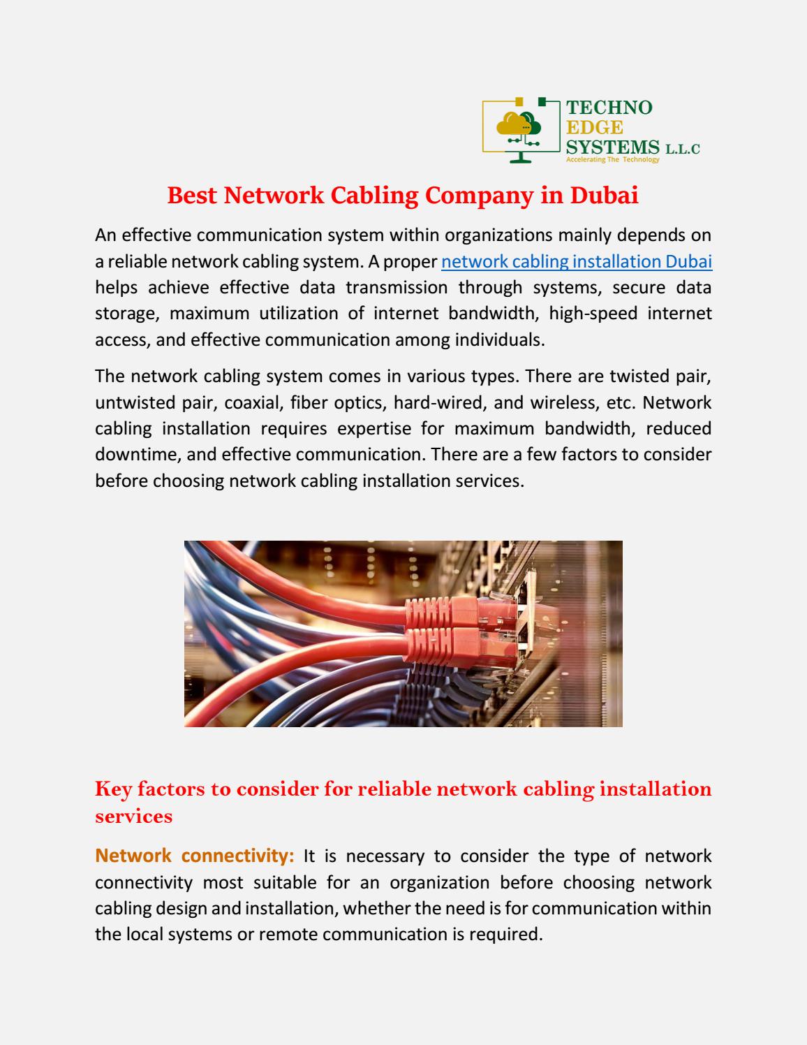 Which is the Best Network Cabling Company in Dubai? by Structure