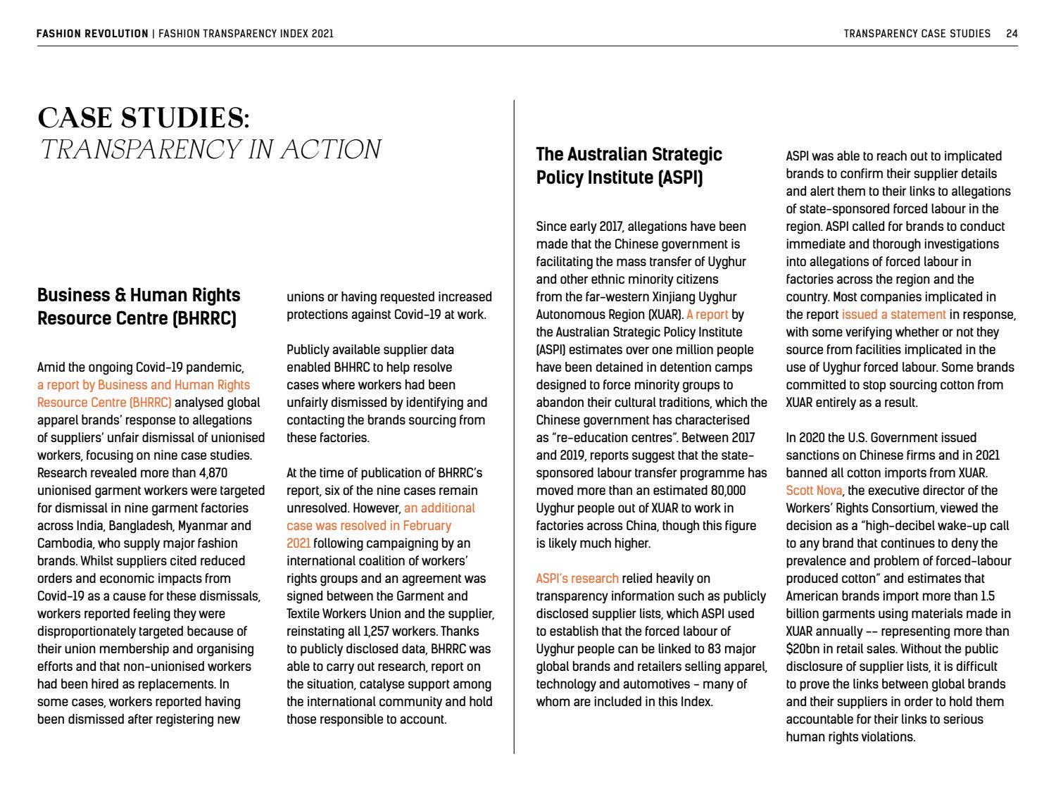 Fashion Transparency Index 2021 by Fashion Revolution - Issuu