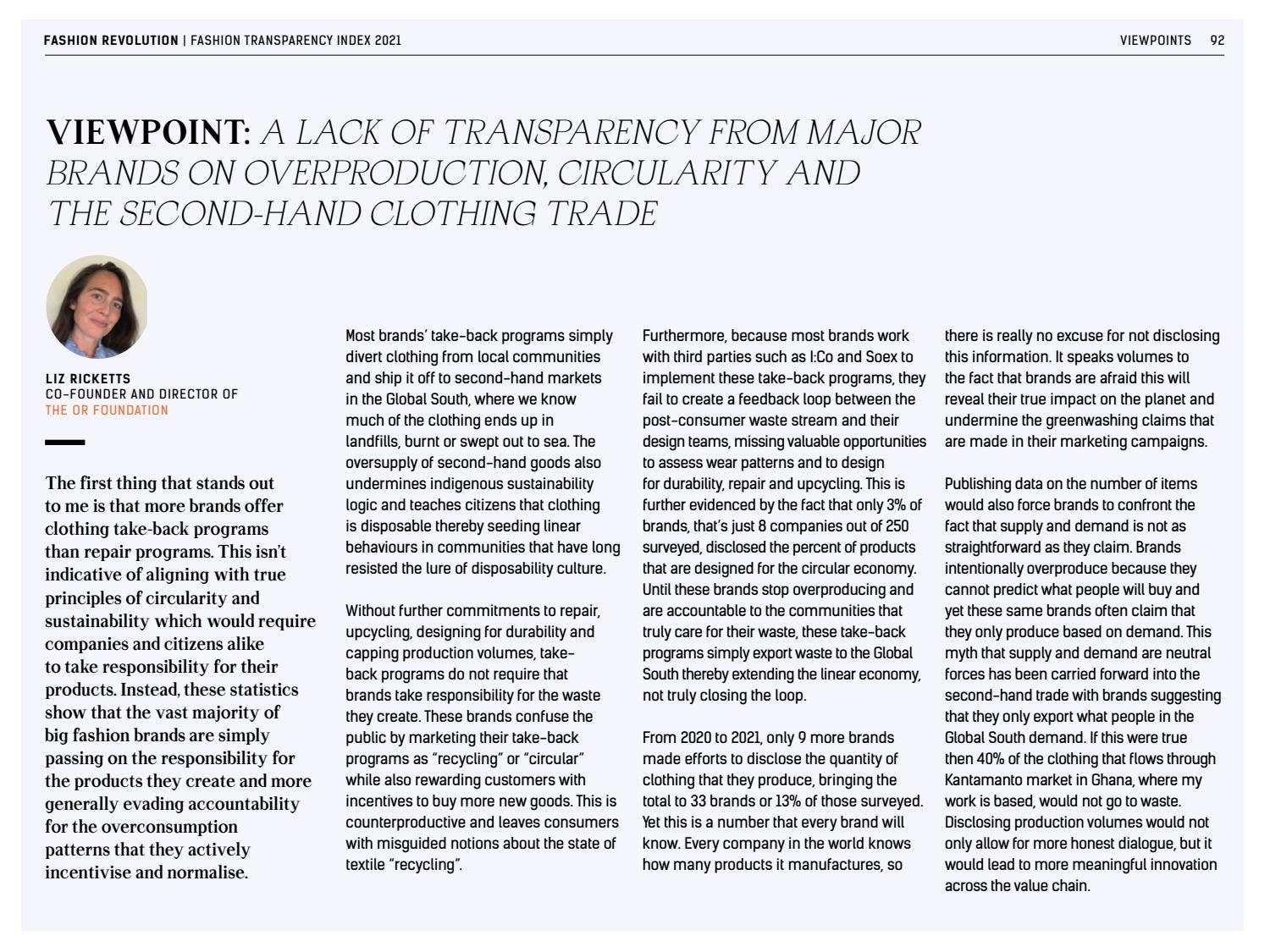 Fashion Transparency Index 2021 by Fashion Revolution - Issuu