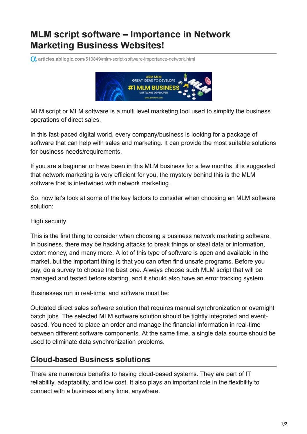 MLM script software – Importance in Network Marketing Business Websites ...