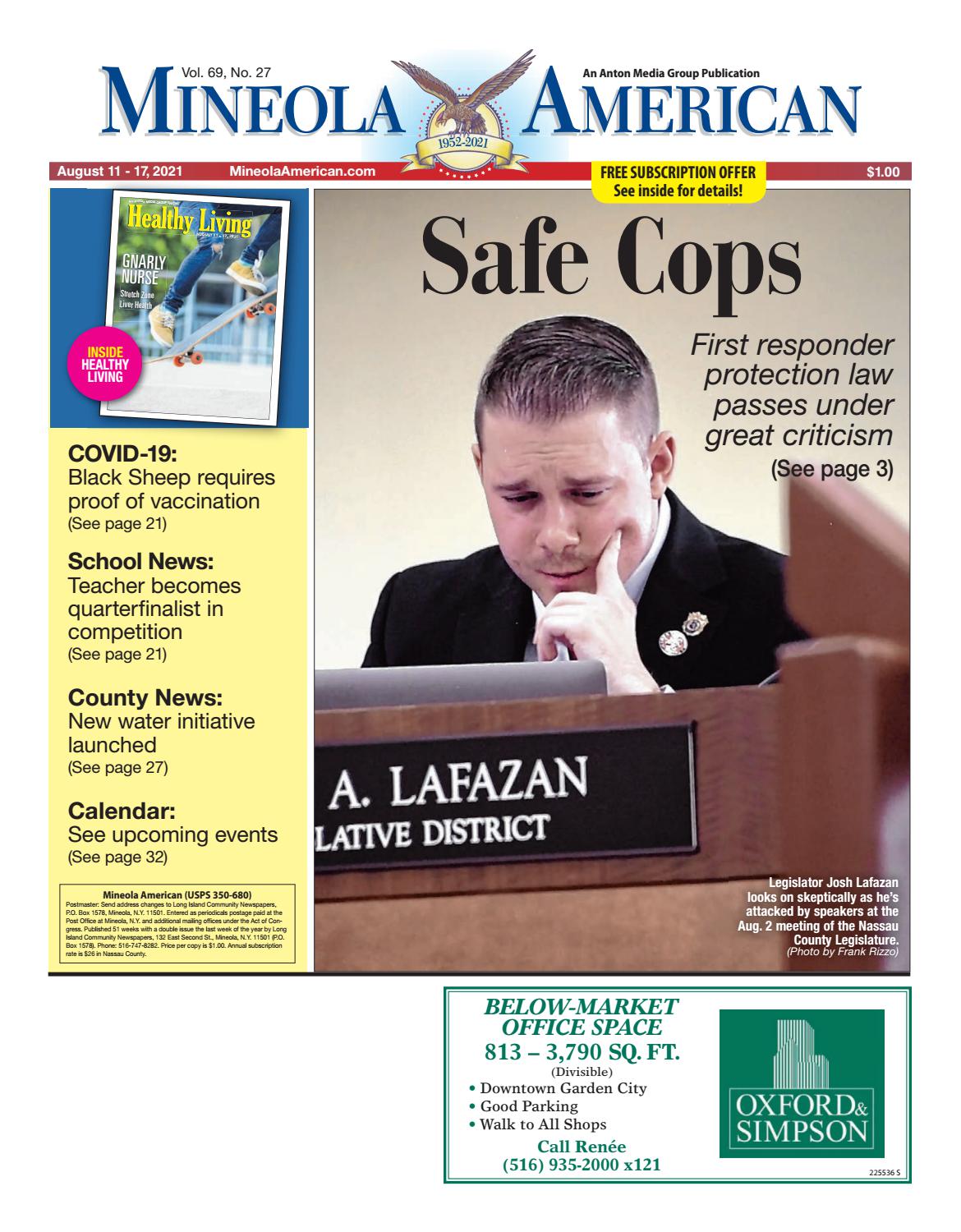 Mineola American 8/9/21 edition is published weekly by Anton Media