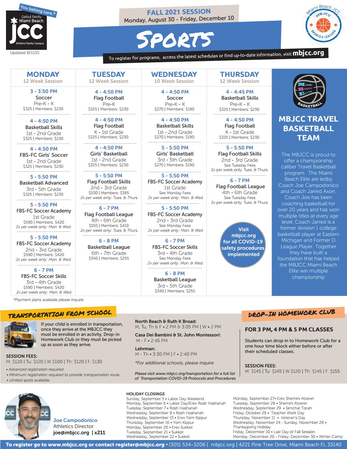 2021 2022 Sports Schedule By Miami Beach JCC Issuu