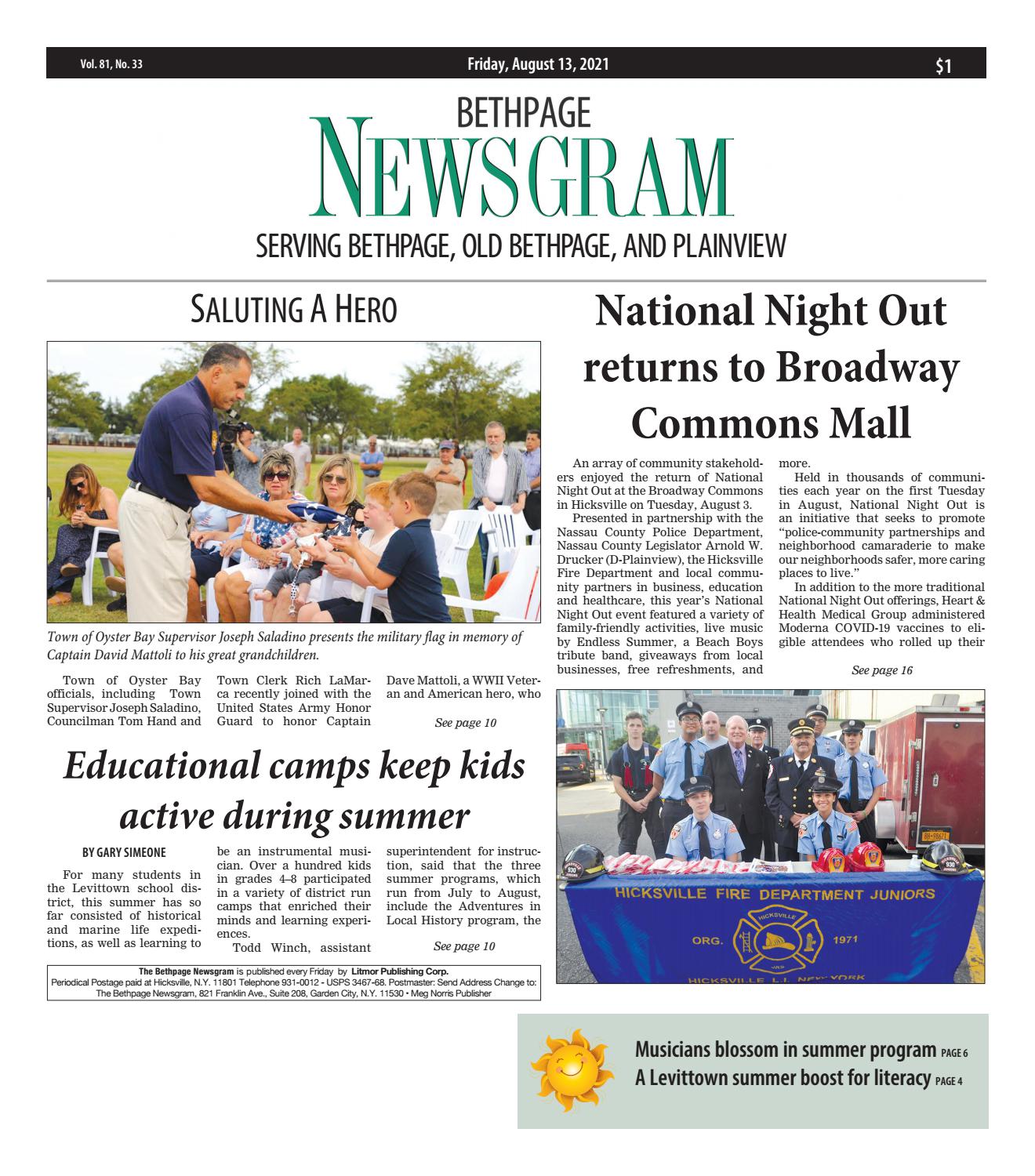 Bethpage Newsgram (8/13/21) by Litmor Publishing Issuu