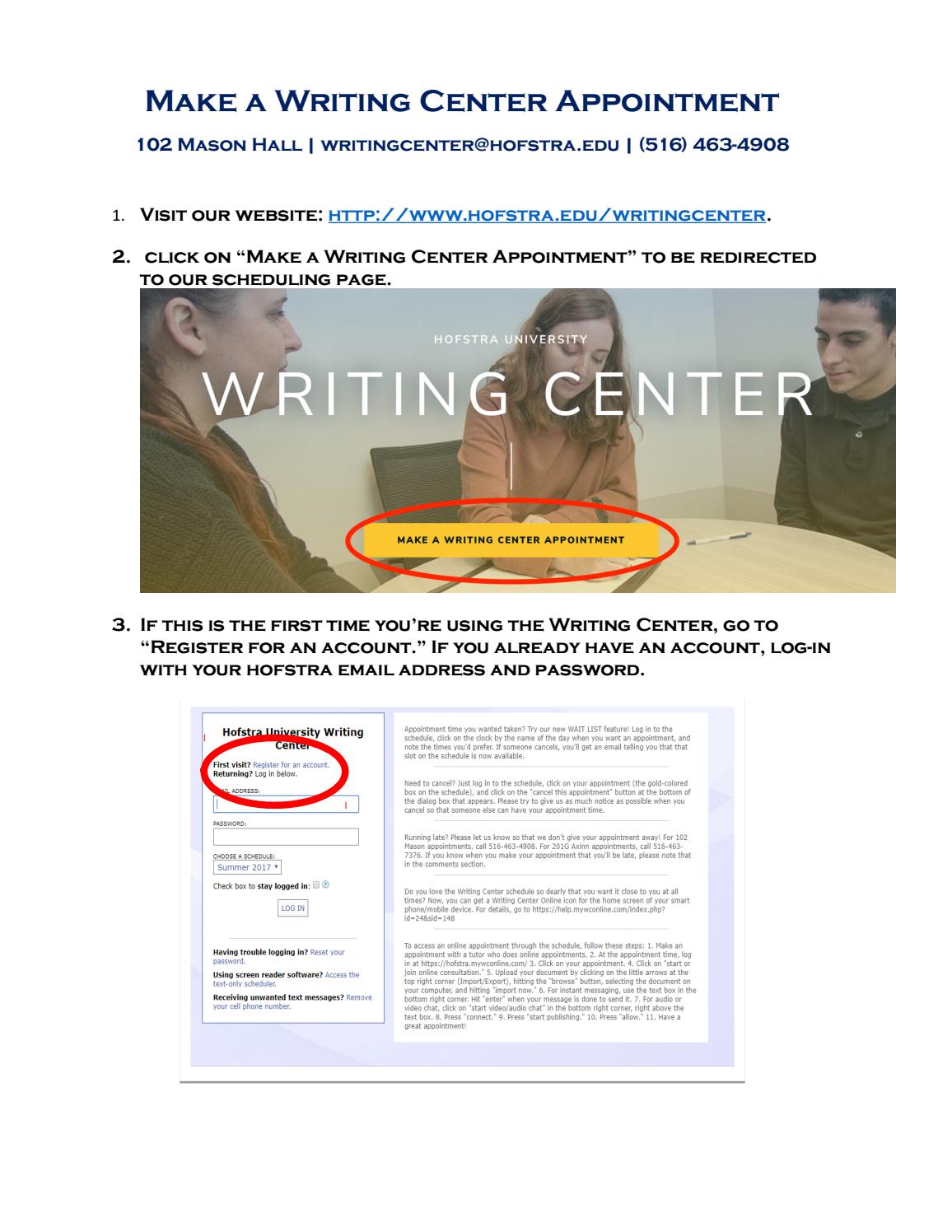 How to Make a Writing Center Appointment by Hofstra University Issuu