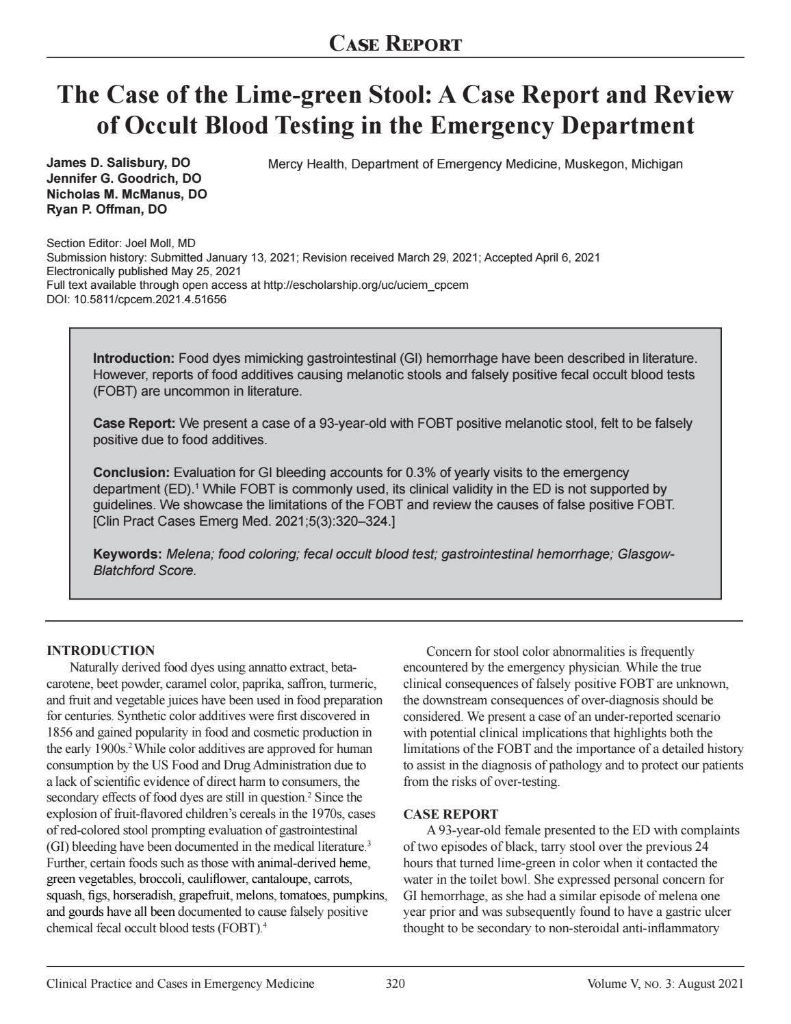 what is melanotic stool Clinical Practice and Cases in Emergency Medicine Volume 5 Issue 3 by Western Journal of Emergency Medicine Digestive Flavor:Beef Feels like a moisturizer,