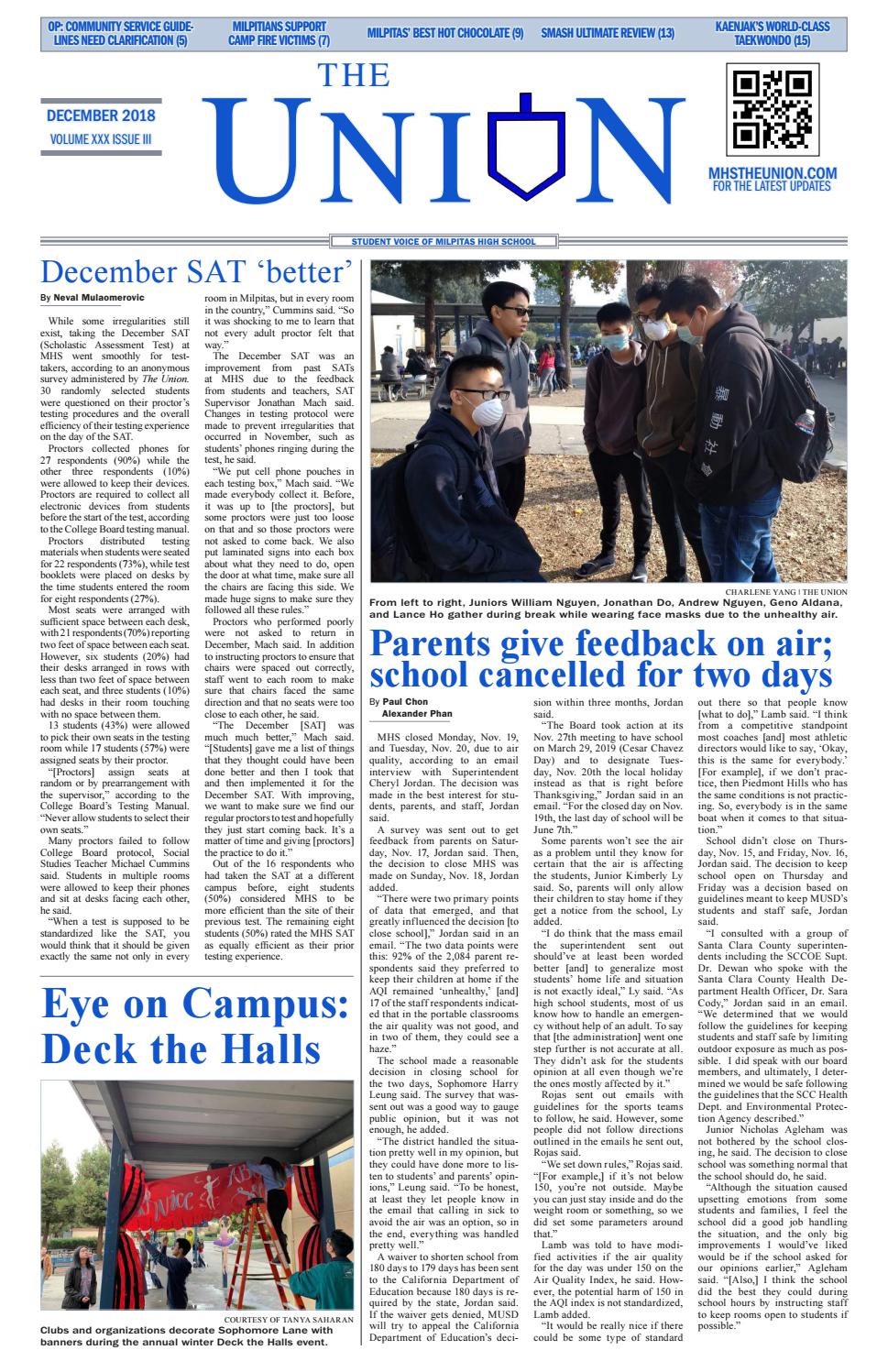 The Union - Milpitas High School - December 2018 by MHS The Union - Issuu