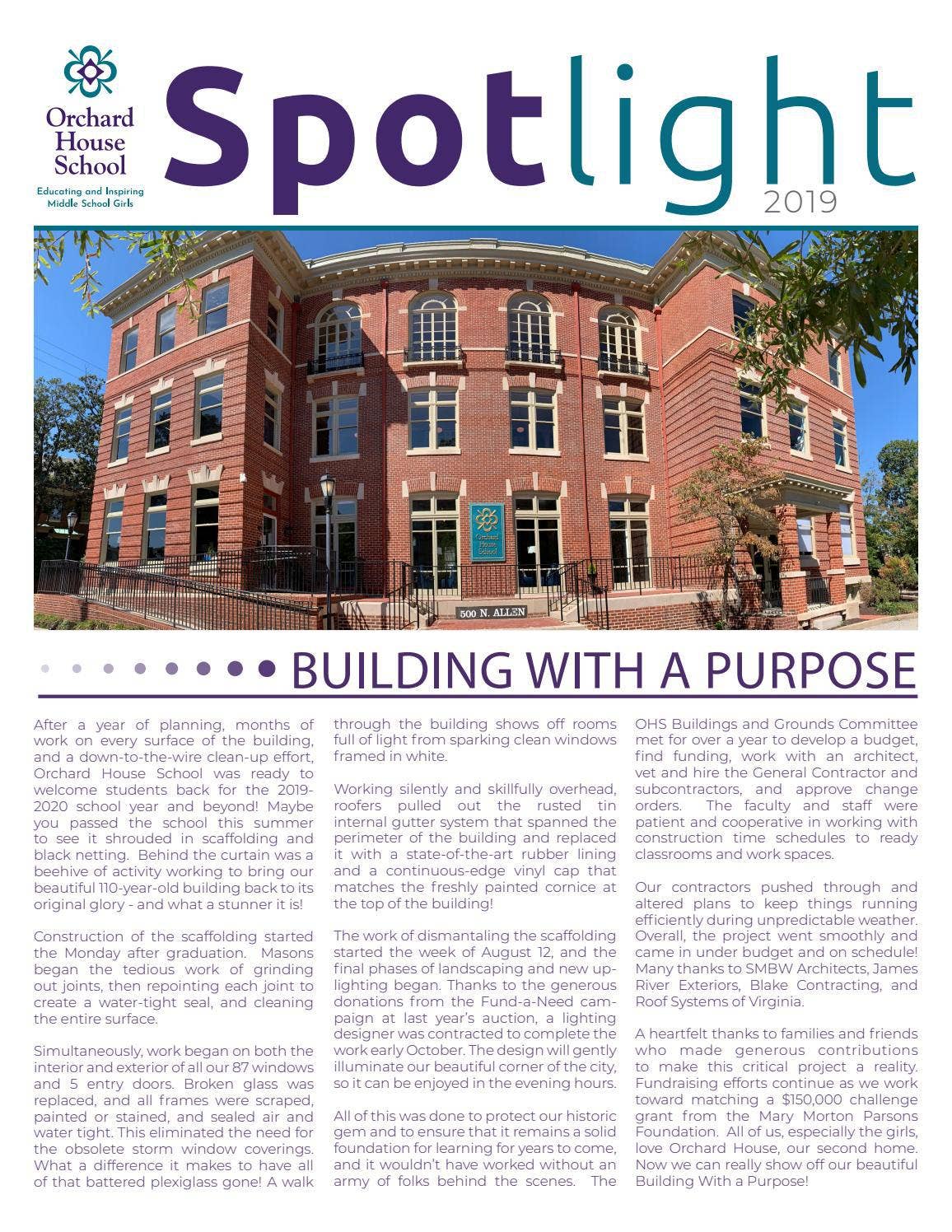 OHS Spotlight 2019 by Orchard House Middle School - Issuu