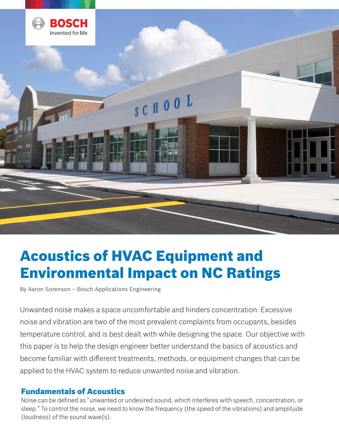 Acoustics of HVAC Equipment and Environmental Impact on NC Ratings by