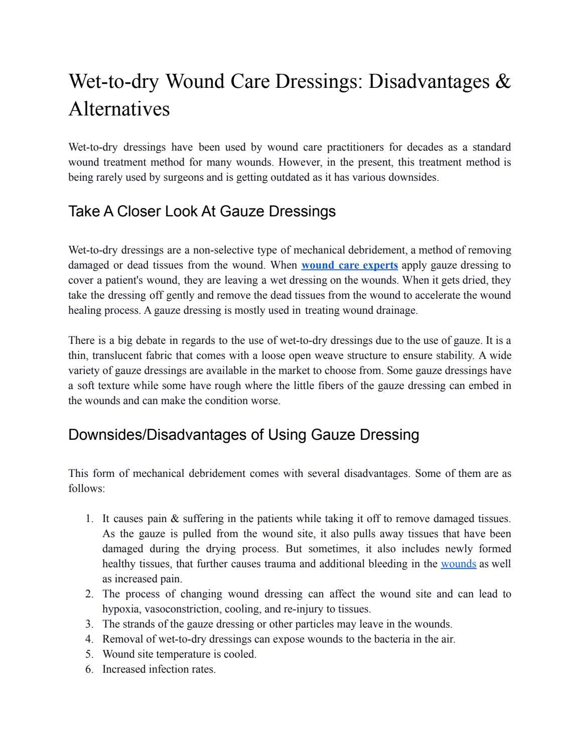 Wettodry Wound Care Dressings Disadvantages & Alternatives by Wound
