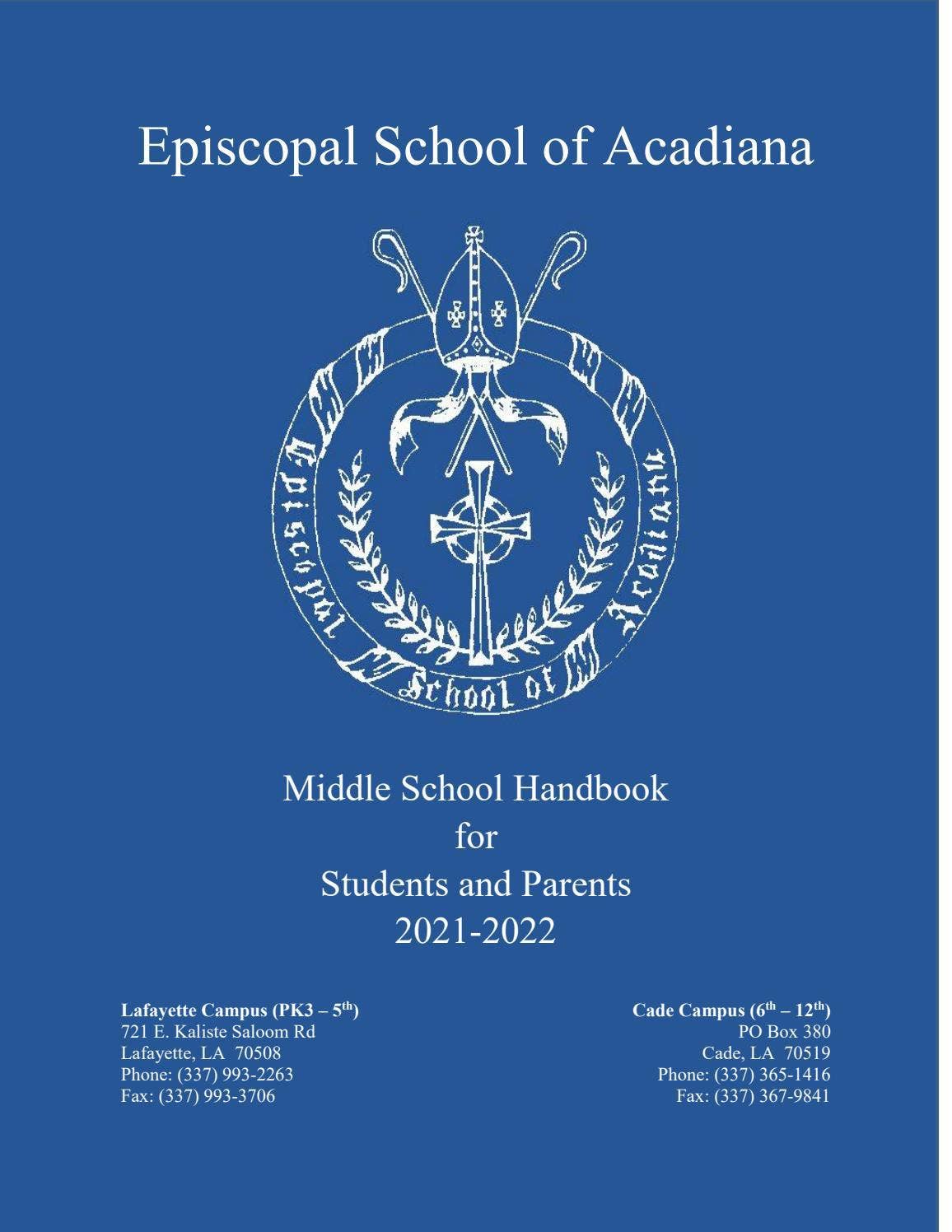 2021-2022 Middle School Handbook by Episcopal School of Acadiana - Issuu