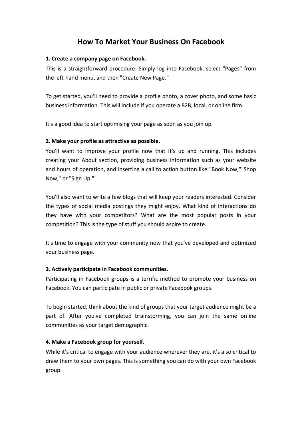 How To Market Your Business On Facebook by Technolabs Pvt